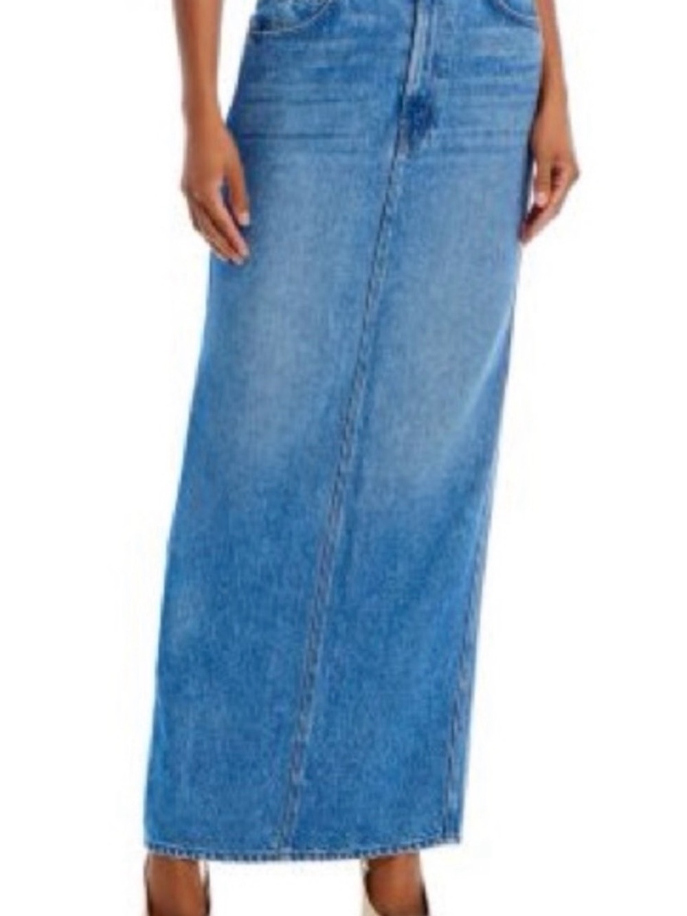 MOTHER Snacks Classic Light Blue Denim Maxi Skirt